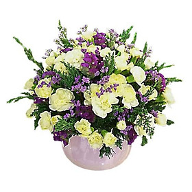 Bình Hoa Tươi - Hoa Vàng Trên Cỏ Xanh 3021