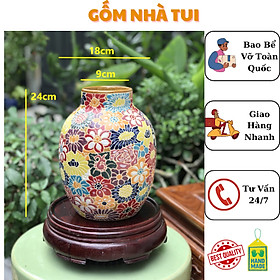 Bình Bách Hoa Gốm sứ Thủ Công Nam Bộ Trang Trí Decor Dáng Tròn 24CM