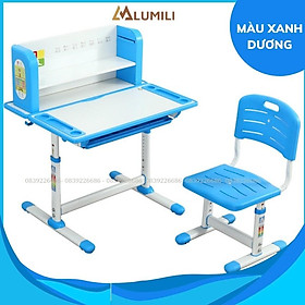 Mua bộ bàn học chống gù trẻ em A12  bàn ghế kèm kệ sách thông minh cho bé  có khả năng nâng hạ độ cao và có giá để sách