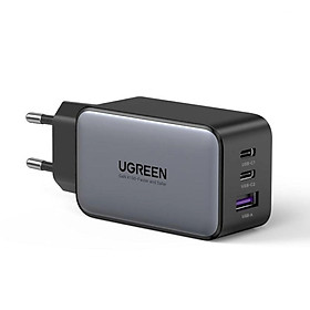 Củ sạc nhanh PD3.0 GaN sạc siêu nhanh 2 cổng USB-C chân cắm Ugreen 10335 65W 2Port Màu Đen Hàng chính hãng