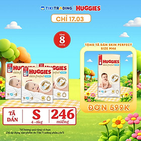 Combo 3 gói Tã/bỉm dán sơ sinh Huggies Skin Perfect  S 80+2 miếng với 2 vùng thấm giảm kích ứng da
