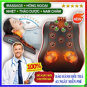 Gối Massage Cổ Vai Gáy Hồng Ngoại Đa Năng 20 Bi Cao Cấp, Bảo Hành 12 Tháng