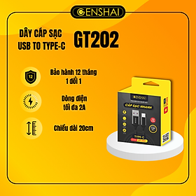Mua Cáp sạc hàng chính hãng Genshai GT202 USB to Type C 20cm | Bảo hành 12 tháng 1 đổi 1 | Made in Việt Nam