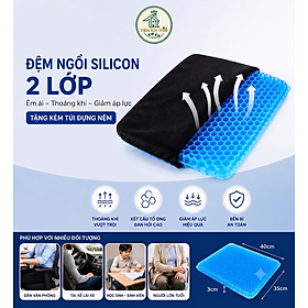 Đệm Ngồi 3D Silicon 2 Lớp Tổ Ong Lót Ghế Thoáng Khí Chống Đau Mỏi Lưng