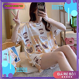 Bộ Ngủ Nữ Cộc Tay Icon Set Quần Áo Ngắn Hình Cute X013