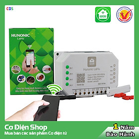 Hình ảnh Công tắc điều khiển từ xa bằng điện thoại Hunonic Lahu 4 kênh 500W/kênh + Hẹn giờ thông minh | Công nghệ 4.0