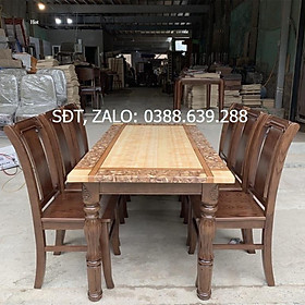 Bàn ghế ăn chân đục - đá nhập khẩu dành cho phòng bếp gia đình