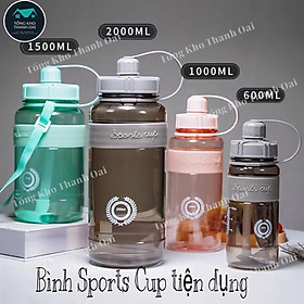 Bình Nước Thể Thao Chai Nhựa Đựng Nước SPORTS CUP Có Ống Hút Và Dây Đeo SPORTS CUP 1000ml