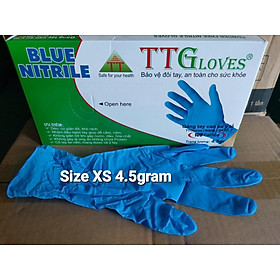 Mua   Hàng Chính Hãng   Găng Tay Nitrile Xanh Không Bột Cao Cấp TT GLOVES 4.5garm  Bao Tay Xanh Dày