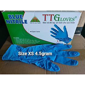 [ Hàng Chính Hãng ] Găng Tay Nitrile Xanh Không Bột Cao Cấp TT GLOVES 4.5garm, Bao Tay Xanh Dày