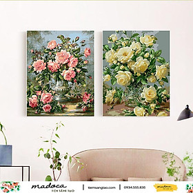 Mua Tranh sơn dầu số hóa tự tô Hoa Hồng Ngát Hương (có khung 40x50cm)