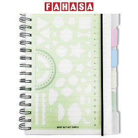 Sổ Lò Xo Kèm Thước Khuôn Đa Năng - Kẻ Ngang - 240 Trang - Jingu Stationery 5435 - Màu Xanh Lá