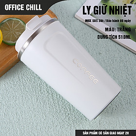 Ly Giữ Nhiệt Inox SUS 304 5 Lớp, Cốc Giữ Nhiệt Bán Chạy Có Ống Hút Cao Cấp Bảo Hành 90 Ngày - C - Trắng