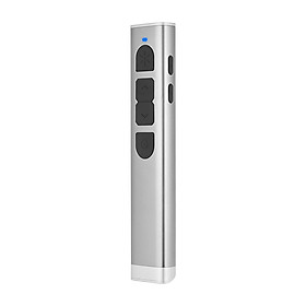 Rechargeable Powerpoint Presenter PPT Clicker Flip Pen Green Pointer With USB Receiver USB Cable 70 Meters 2.4GHz - Silver