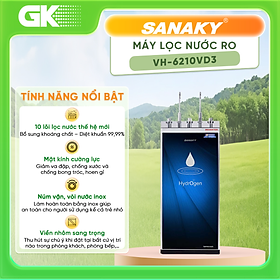 Máy lọc nước Sanaky Inverter VH-6210VD3 - 2 vòi – 3 chế độ nước Nóng – Lạnh – Nguội tiện lợi Núm nặn, vòi nước inox an toàn sử dụng- Hàng chính hãng