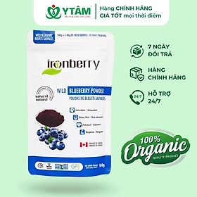 Bột việt quất nguyên chất nhập khẩu Canada không đường, bổ sung khoáng chất vitamin IRONBERRY- Wild blueberry powder