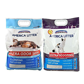 Cát Vệ Sinh Cho Mèo America Litter 10L siêu vón siêu hút mùi (Giao Mùi Ngẫu Nhiên)