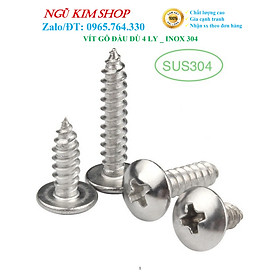 VÍT GỖ ĐẦU DÙ 4 LY _ INOX 304