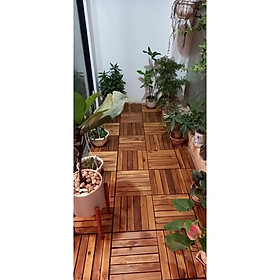 Mua Combo 10 Tấm Vỉ Nhựa Lót Sàn 6 Nan -TẤM SÀN GỖ TỰ NHIÊN VỈ NHỰA IKEA- SÀN GỖ LÓT BAN CÔNG - GỖ LÓT SÂN VƯỜN