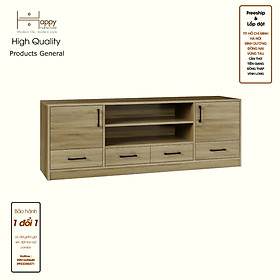 HAPPY FURNITURE , HEINEE - Kệ TV 2 cửa mở 4 ngăn kéo, KTV_070 , 160cm x 40cm x 56cm DxRxC, sản phẩm phổ thông