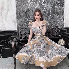 ĐẦM XOÈ ĐỎ GẤM HOA CAO CẤP SANG TRỌNG -MS71Y- SIZE ML ĐẾN 57kgMM MM