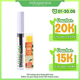 Combo Son Gấc Thiên Nhiên Dưỡng Môi, Giảm Thâm Milaganics (4.5g) + Mascara Dầu Dừa Dưỡng Mi Milaganics