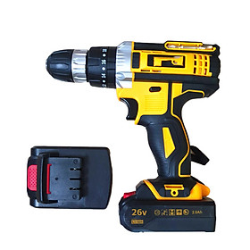 Bộ máy khoan pin 26V 3 chế độ khoan tường, khoan sắt, bắt vít kèm 13 mũi khoan