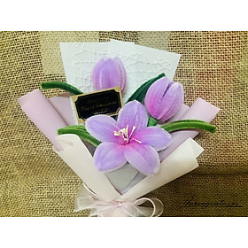 Bó hoa tulip từ kẽm nhung handmade (25×35cm)