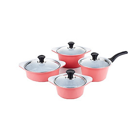 Bộ 4 nồi bằng đá Ceramic: nồi 1 tay cầm 18cm, Nồi 2 tay cầm 20-22-24cm tặng 1 cặp nhấc nồi sillicon (Nồi)