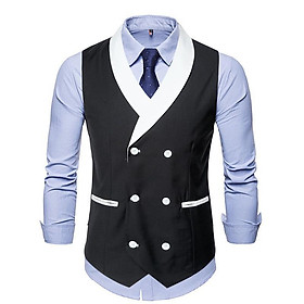 áo gile, áo gile nam phong cách hàn quốc cực chất, thiết kế 2 hàng nút sang chảnh và tinh tế, nam tính - H66 - đen - 2XL