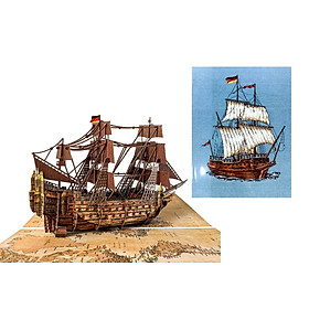 S08 -  Thiệp 3D Thuyền Cổ – Vintage Ship Pop Up Card Viethands Giftshop