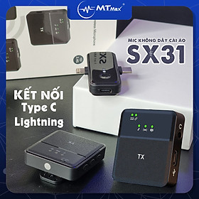 Mua Mic không dây SX31 2 micro dành cho điện thoại gọn kết nối type C - Lightnin tiện dụng cho quay phim chụp hình làm vlog youtuber hút âm tốt thời lượng pin cao cải thiện âm thanh đầu vào