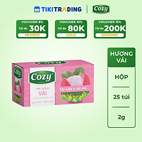 Cozy Trà Cozy túi lọc Hương Vải 25 túi x 2g Hộp
