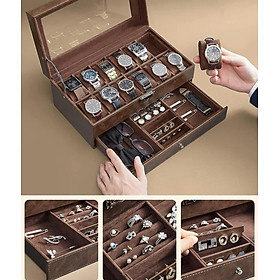 Hộp đựng đồng hồ da Songmics 2 tầng - Đẳng cấp châu Âu Hàng chính hãng