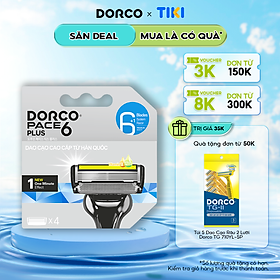 Vỉ 04 Đầu Cạo Râu 6 Lưỡi Dorco Pace 6 Plus SXA 5040-4B (6 Lưỡi + Đầu Cắt Tóc Mai)