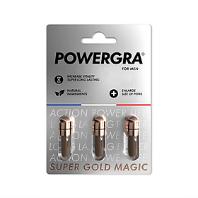 Vỉ 3 viên Viên uống tăng cường sinh lý nam giới Powergra Super Gold Magic