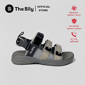 Giày Sandal Nam Nữ Unisex The BiLy Quai Ngang Dây Dù Đế IP Siêu Êm Nhẹ Đế Xám Màu Xám Kem-BLDX08