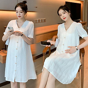 Váy bầu mùa hè chất lụa siêu nhẹ cao cấp siêu mát siêu mềm siêu mịn️đầm bầu thiết kế sang chảnh️free size 43-68kg