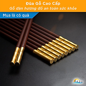 Mua Đũa Ăn Cơm Gỗ Đàn Hương Đỏ Cao Cấp Không Mốc Hình Tre Vàng Kiểu Nhật Bản HADU