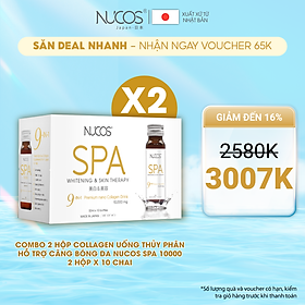 Combo 2 Hộp Collagen uống thủy phân hỗ trợ căng bóng da Nucos Spa 10000​ 10 chai x 50ml