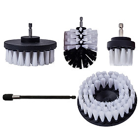 2/3.5/4/5'' Drill Brush Set White Power Scrubber Brush Car Detailing Brushes For Car Carpet Glass Leather Car Tire Wheel Brush