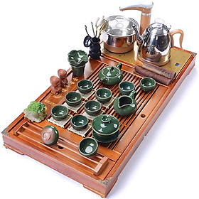 Mua Bàn trà điện giá rẻ - Bàn màu vàng  bộ bếp điện tự động đầy đủ ấm chén bảo hành đổi mới 12 tháng