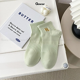 Tất vớ nữ cổ ngắn cao cấp GOMTAT mẫu chữ H, chất liệu cotton mềm mại, thấm hút, thoáng khí - NGANCHUH-PO-3022-1DOI - Xanh Lá