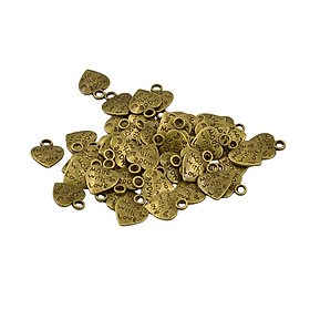 50 Pieces Vintage Made With Love Heart Charms Pendants For Jewelry DIY Making Craft