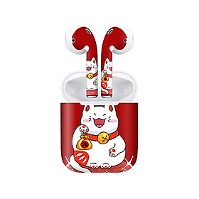 Mua Miếng dán skin chống bẩn cho tai nghe AirPods in hình Mèo Thần Tài - TTD - x009 (bản không dây 1 và 2)