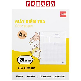 Giấy Kiểm Tra - 4 Ôly Vuông 2 mm - 205 x 155 mm - 100gsm - Deli CN604 (20 Tờ Kép)