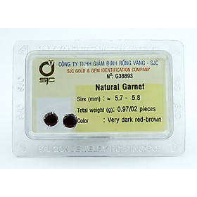 Bông tai đá Garnet Ngọc Hồng Lựu tự nhiên mài giác tròn 6mm kiểm định