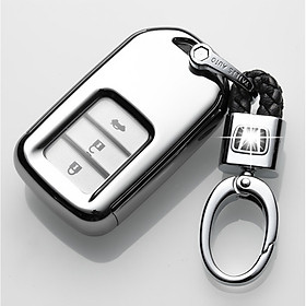 Ốp, bọc chìa khóa silicon màu tráng gương bảo vệ chìa khóa cho xe Honda CR-V, Civic, City…kèm móc đeo INOX