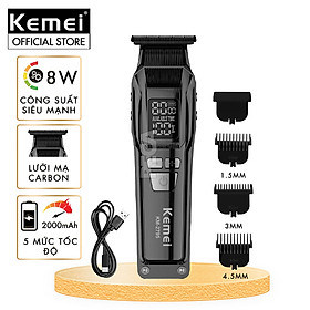 Tông đơ chấn viền Kemei KM-2795 lưỡi cắt mạ carbon DLC cao cấp công suất mạnh mẽ 8W sạc nhanh USB pin lâu - Chính hãng