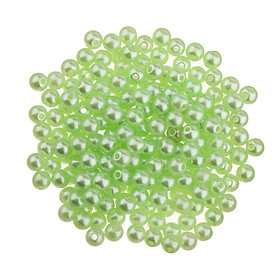 100Pcs 8mm Imitation Green Pearl Bead Loose Spacer Pierced Beads FOR DIY Finding